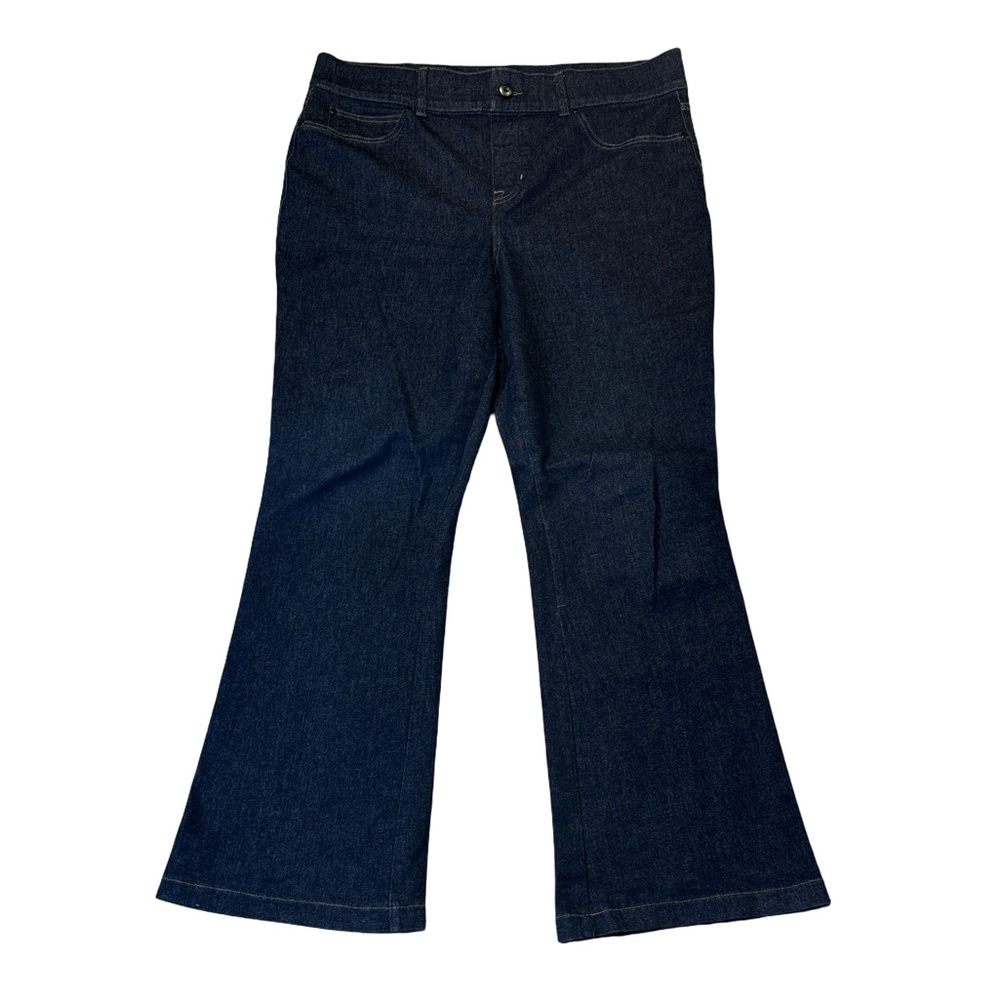 Spanx mens 2X 2T flared leg cotton blend flared leg denim blue jeans EUC